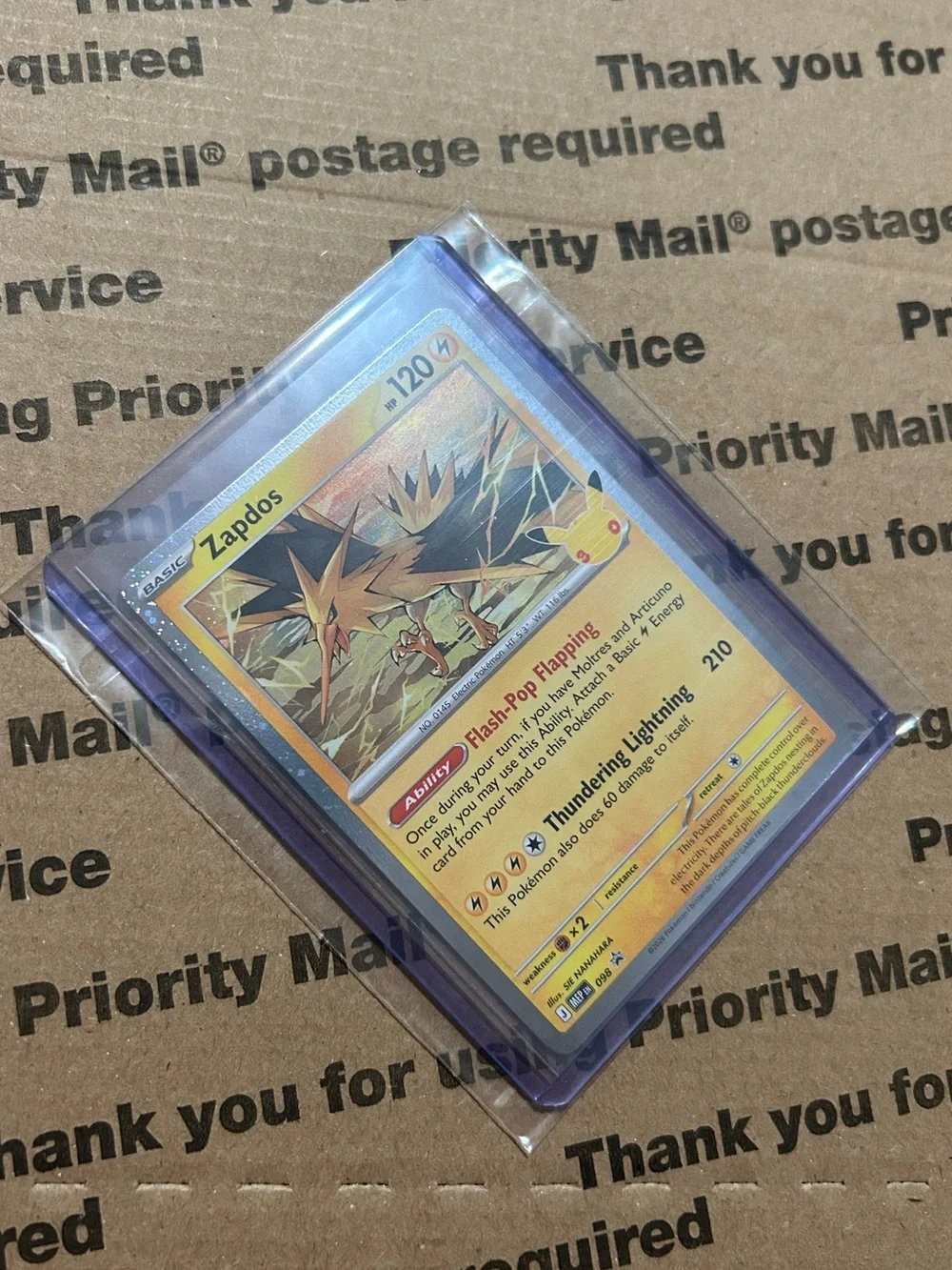 Holo Zapdos 30th Celebration Pokemon TCG Black Star Promo Card No. 098